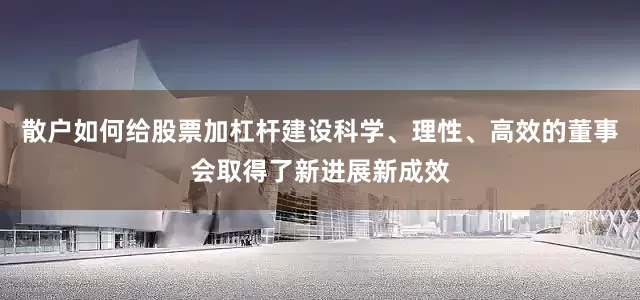散户如何给股票加杠杆建设科学、理性、高效的董事会取得了新进展新成效